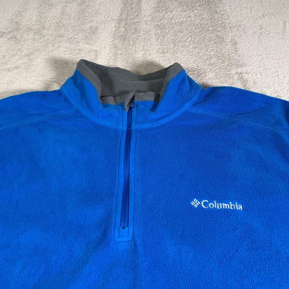 Columbia Pullover Mens Large Blue Fleece 1/4 Zip Long Sleeve Thermal Hiking - Picture 2 of 9